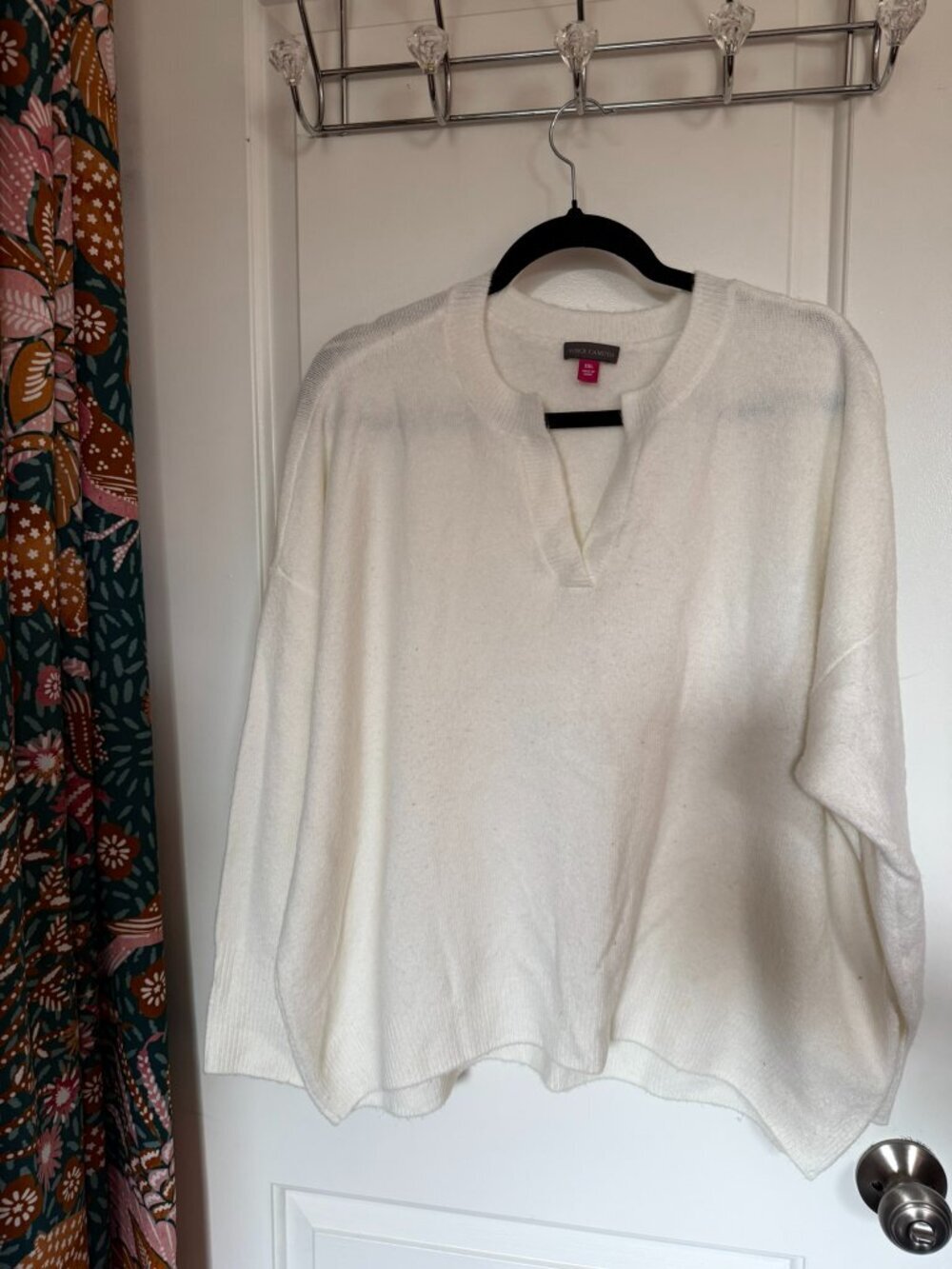 Vince Camuto Notch Neck Cream Pullover Sweater